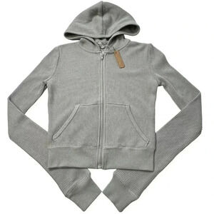 SKIMS Waffle Knit Zip Up Hoodie Talc XXS